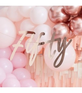 50 Rose Gold Birthday Banner Bunting