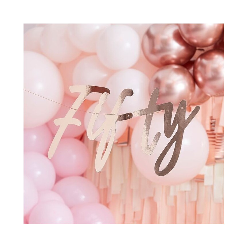 50 Rose Gold Birthday Banner Bunting