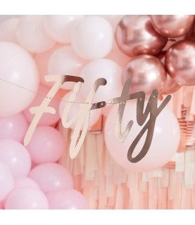 50 Rose Gold Birthday Banner Bunting