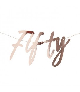 50 Rose Gold Birthday Banner Bunting