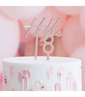 Hello 18 Rose Gold Cake Topper