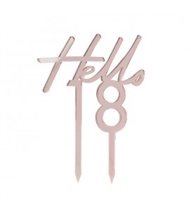 Hello 18 Rose Gold Cake Topper