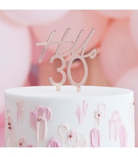 Hello 30 Rose Gold Cake Topper