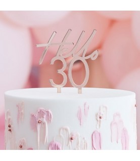 Hello 30 Rose Gold Cake Topper