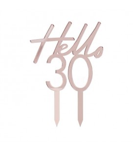 Hello 30 Rose Gold Cake Topper