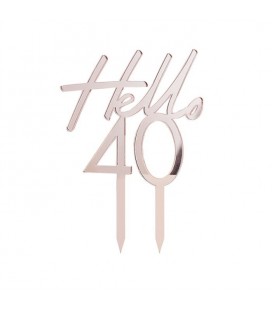Hello 40 Rose Gold Cake Topper