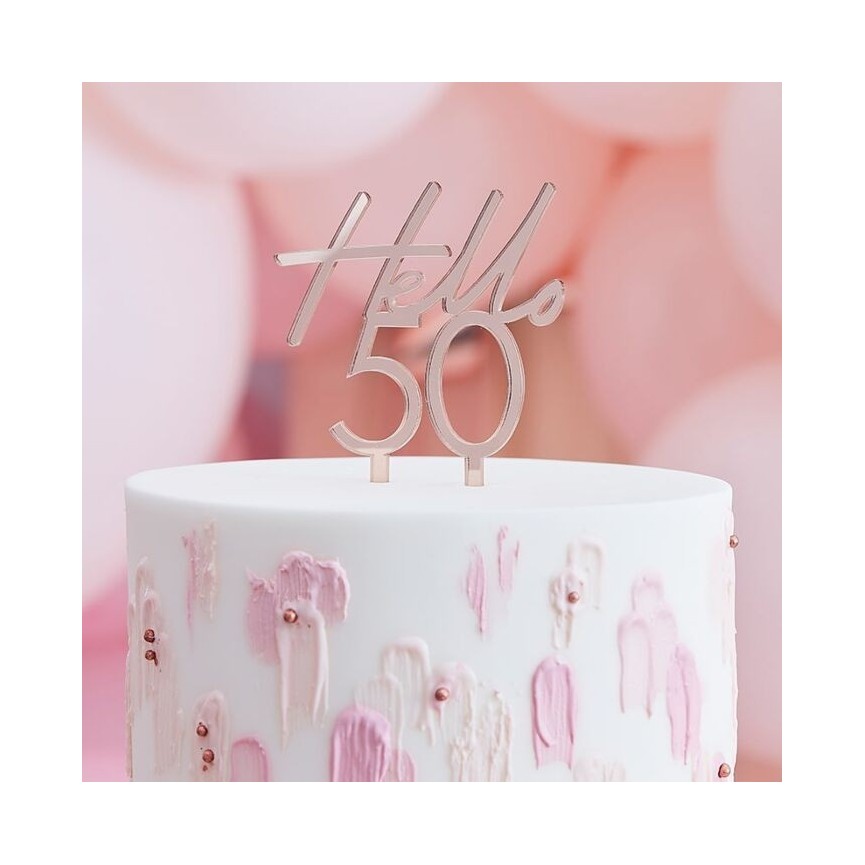 Hello 50 Rose Gold Cake Topper