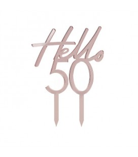 Hello 50 Rose Gold Cake Topper