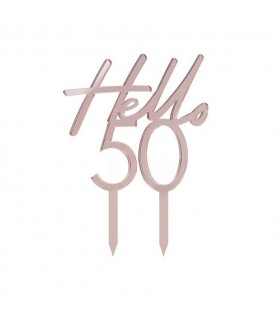 Hello 50 Rose Gold Cake Topper