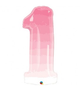 Ombre Pink Mylar Balloon Number 1
