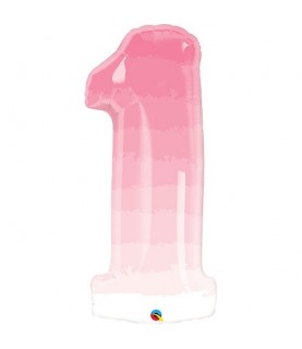 Ombre Pink Mylar Balloon Number 1