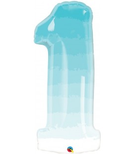 Ballon Mylar Ombre Bleu Chiffre 1