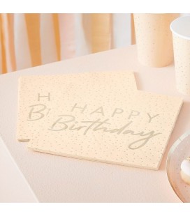 Peach Gold Foiled Happy Birthday Napkins