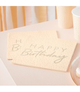 Happy Birthday Servietten Metallisch Gold