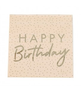 Peach Gold Foiled Happy Birthday Napkins