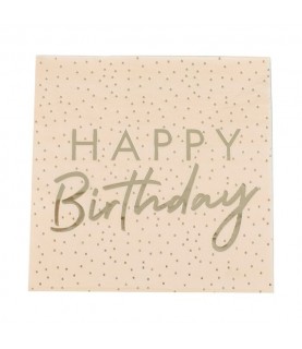 Peach Gold Foiled Happy Birthday Napkins