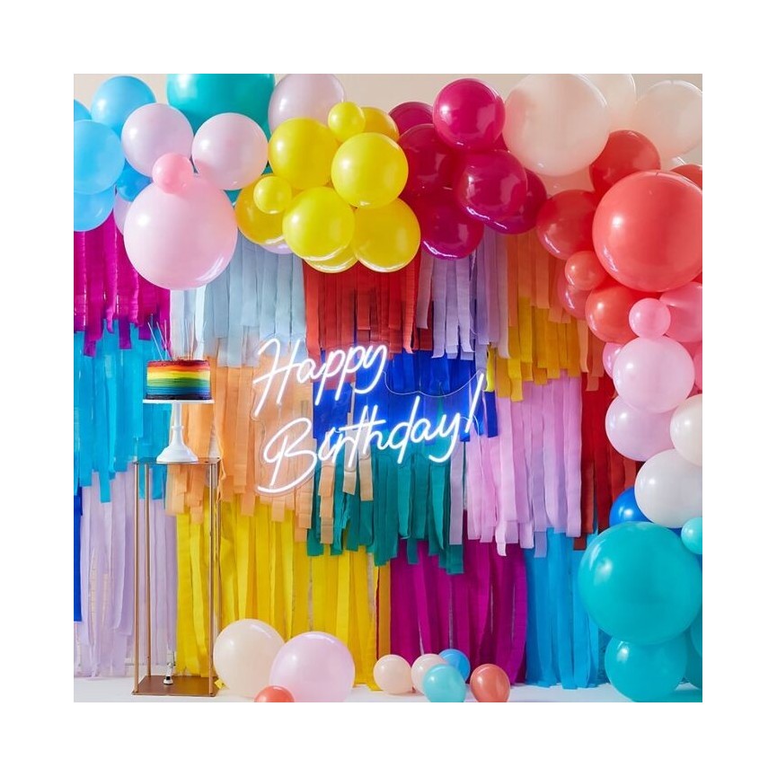 Rainbow Streamers and Balloons Backdrop