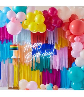 Rainbow Streamers and Balloons Backdrop