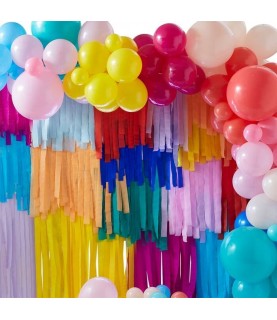 Rainbow Streamers and Balloons Backdrop