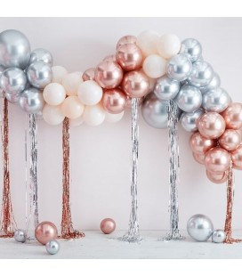 Kit Guirlande de Ballons et Serpentins Métallisés Mix