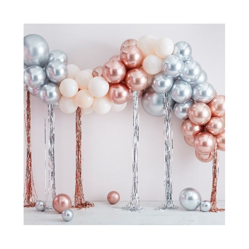 Kit Guirlande de Ballons et Serpentins Métallisés Mix