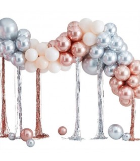 Mixed Metallic Balloons and Streamers Arch Kit