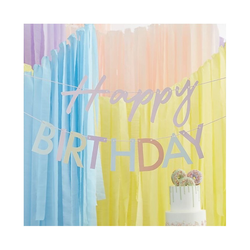 Pastel Happy Birthday Banner Bunting Eco Friendly