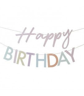 Pastel Happy Birthday Banner Bunting Eco Friendly