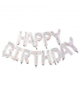 Rainbow Confetti Happy Birthday Bunting Balloons