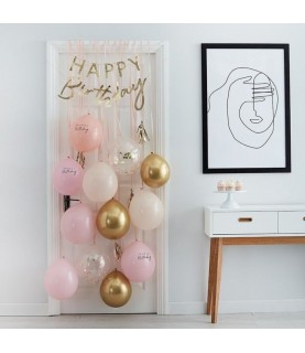 Pink & Gold Happy Birthday Balloon Door Kit