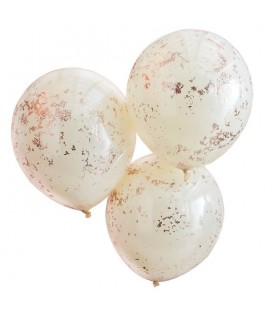 3 Cream with Rose Gold Micro Confetti Balloons