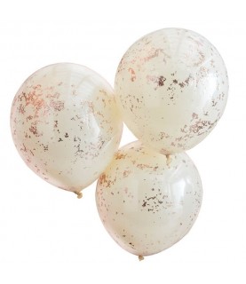 3 Cream with Rose Gold Micro Confetti Balloons