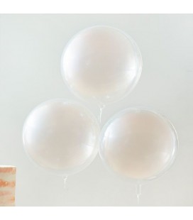3 Peach Sprayed Sphere Orb Balloons