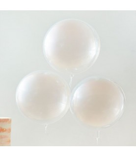 3 Peach Sprayed Sphere Orb Balloons