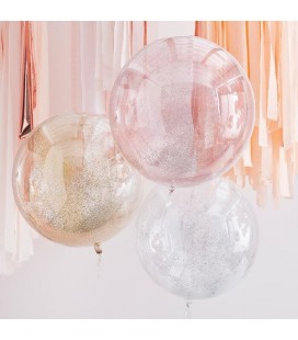 3 Glitter Sphere Orb Balloons