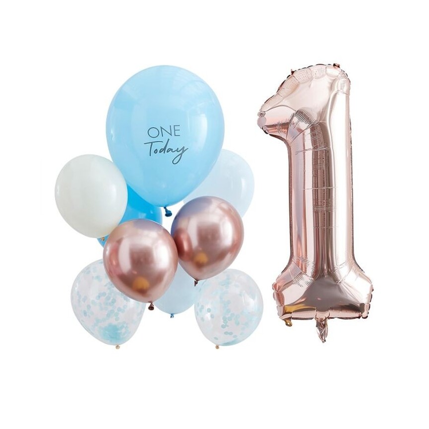 "One Today" Balloon Bundle - Blue