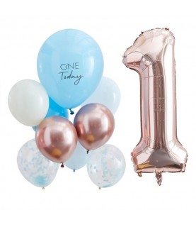 "One Today" Balloon Bundle - Blue