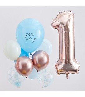"One Today" Balloon Bundle - Blue