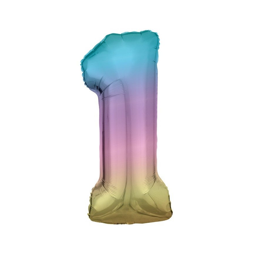 Pastel Rainbow Foil Ballon Number 1
