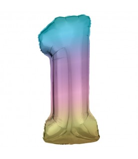 Pastel Rainbow Foil Ballon Number 1