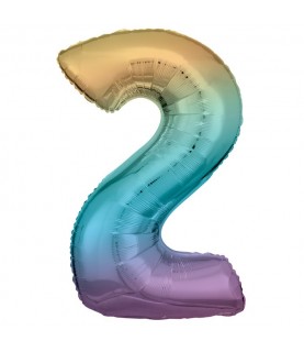 Pastel Rainbow Foil Ballon Number 2