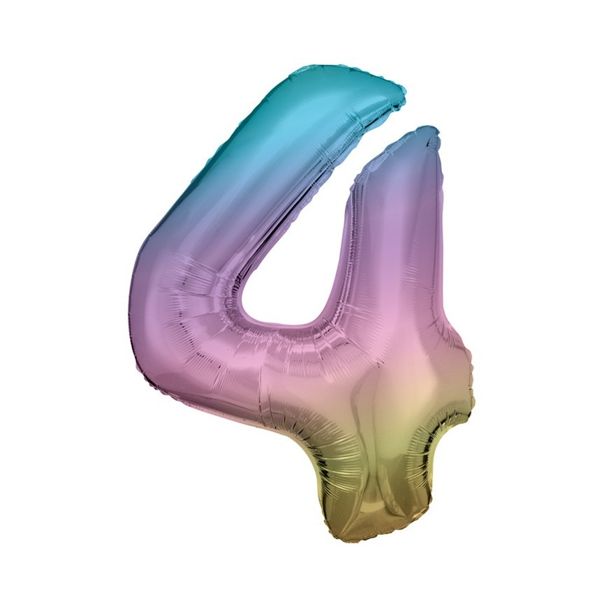 Pastel Rainbow Foil Ballon Number 4