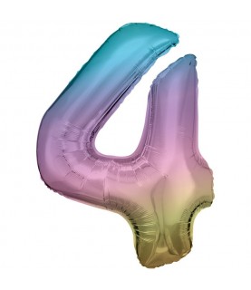 Pastel Rainbow Foil Ballon Number 4