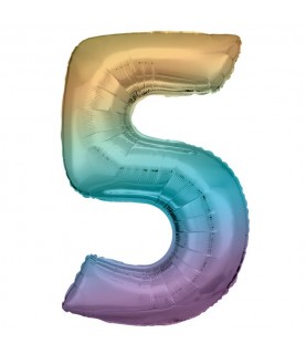 Pastel Rainbow Foil Ballon Number 5