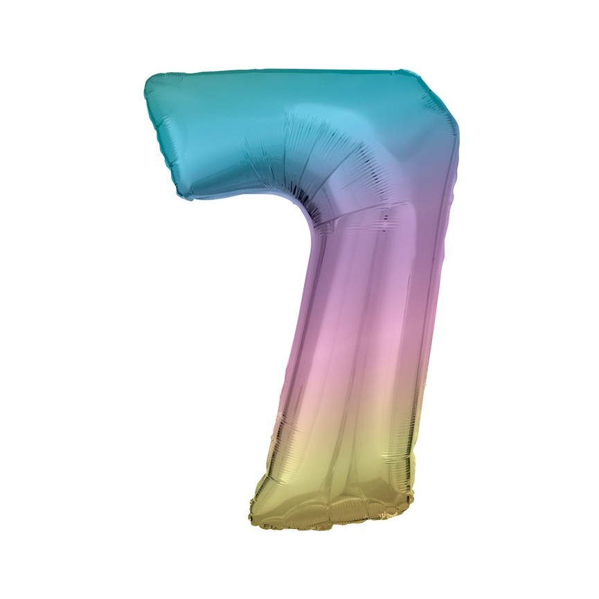 Pastel Rainbow Foil Ballon Number 7