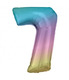 Pastel Rainbow Foil Ballon Number 7