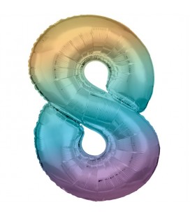 Pastel Rainbow Foil Ballon Number 8
