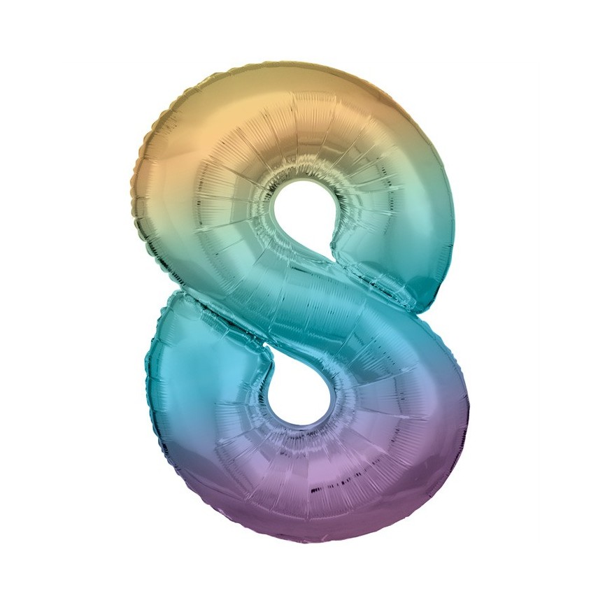 Pastel Rainbow Foil Ballon Number 8