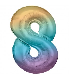 Pastel Rainbow Foil Ballon Number 8