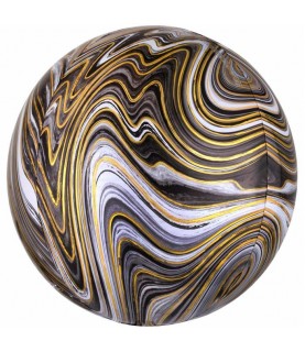 Marble Black Sphere Orbz Foil Balloon